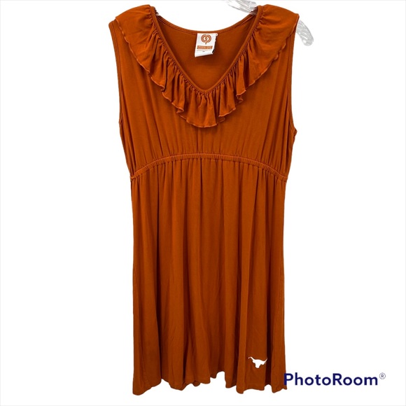 Texas Longhorns Dresses & Skirts - Texas Longhorn Burnt Orange Ruffled Sleeveless MIDI Summer Dress XL